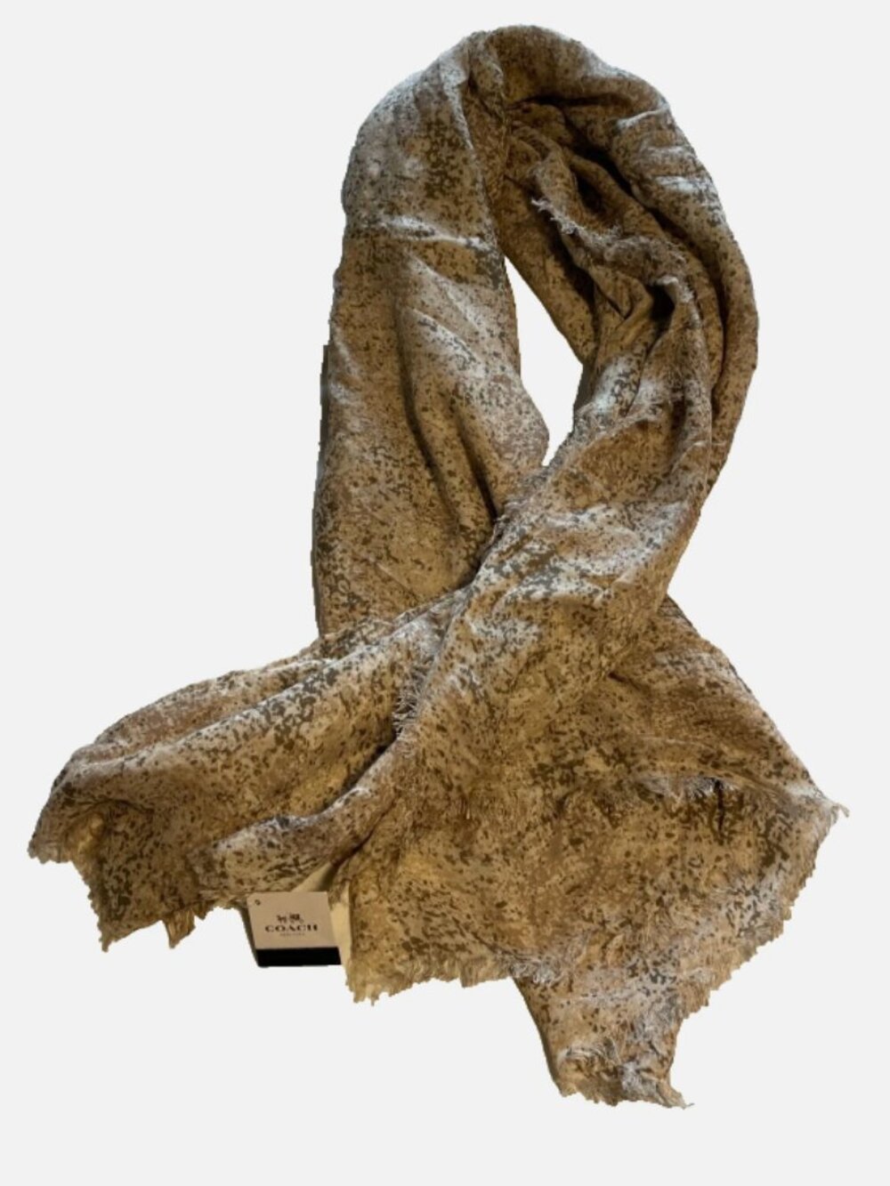 Coach Lightweight Printed Wrap Scarf Womens Silk Natural Print